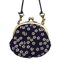 がま口ショルダーポシェット 桜・さくら(藍調)
